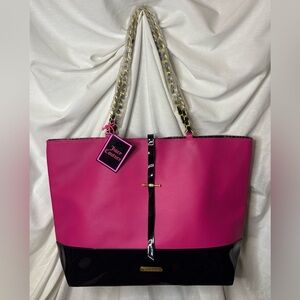 Juicy Couture Glam Tote Pink/Faux Patent Lthr Black - Never used/OG Tags